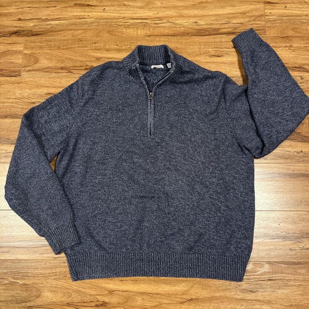 Izod Quarter-Zip Sweater Men’s Size XXL 2xl Blue Knit Long Sleeve Cozy Classic
